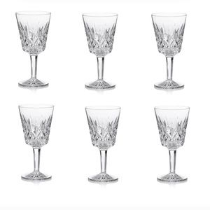 Waterford Crystal Lismore 1952 Goblet Wine Glass Set of 6 Diamond Wedge Cuts